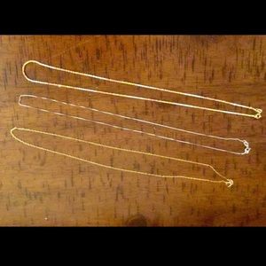 Set of three 9” chains - stamped 925 overlay w/14k